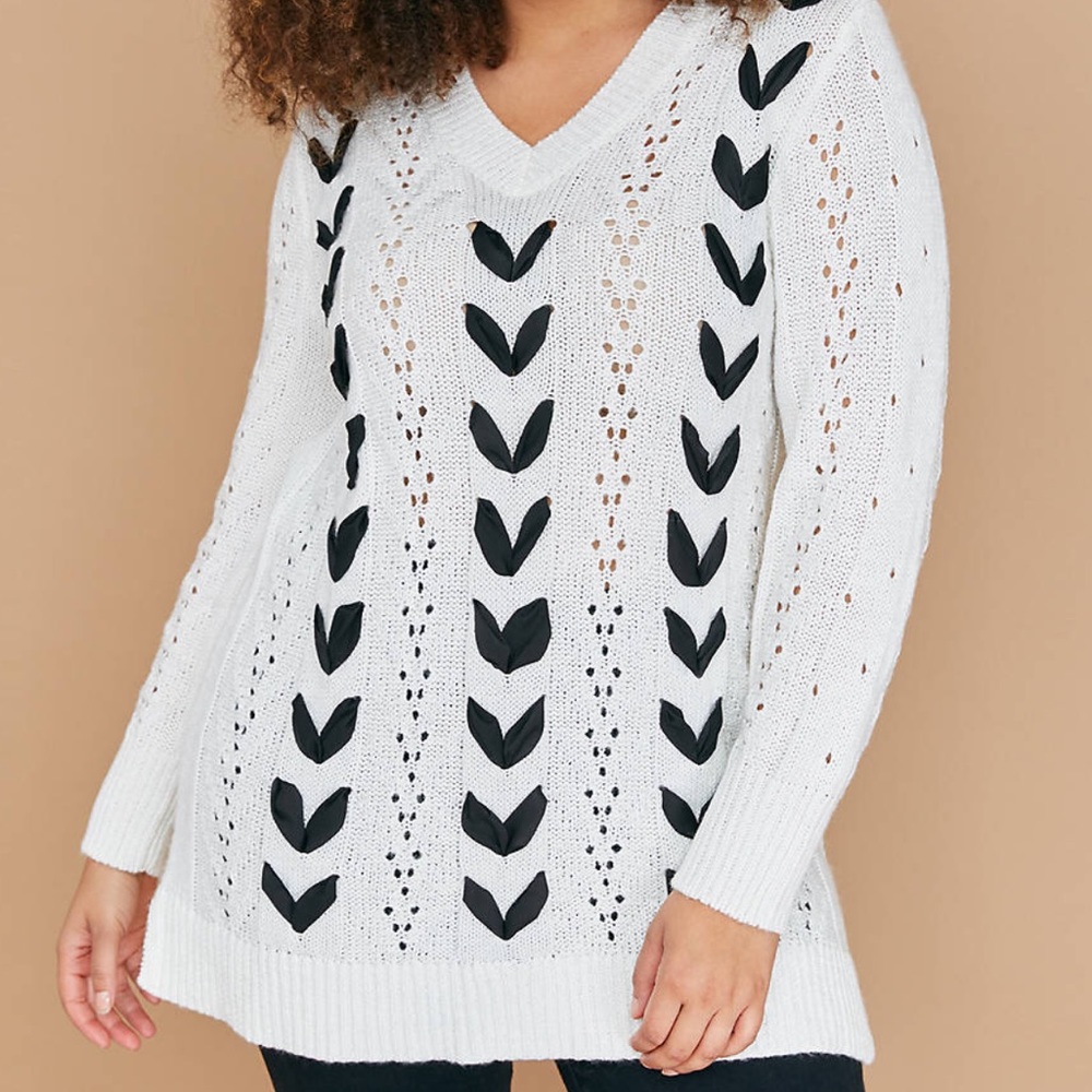 📂🆕 Lane Bryant Chiffon/Cable Sweater